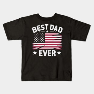 Best dad ever american military camouflage flag gift fathers day Kids T-Shirt